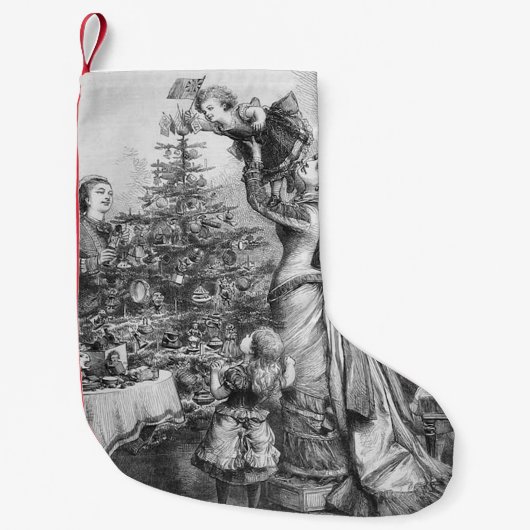 Ster op kerstboom kleine kerstsok (Voorkant)