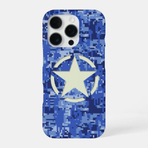 Ster op marine camouflage achtergrond iPhone 16 pro hoesje