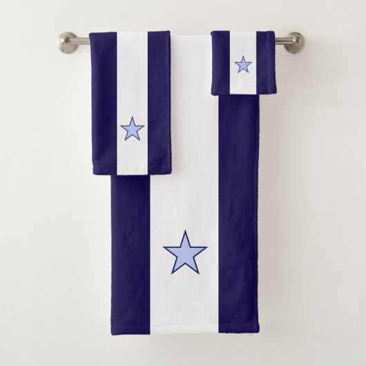 Ster op marineblauwe en witte gestreepte badhanddo bad handdoek (Insitu)