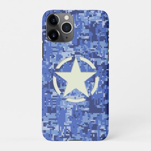 Ster op Navy Camo achtergrond iPhone Hoesje (Achterkant)