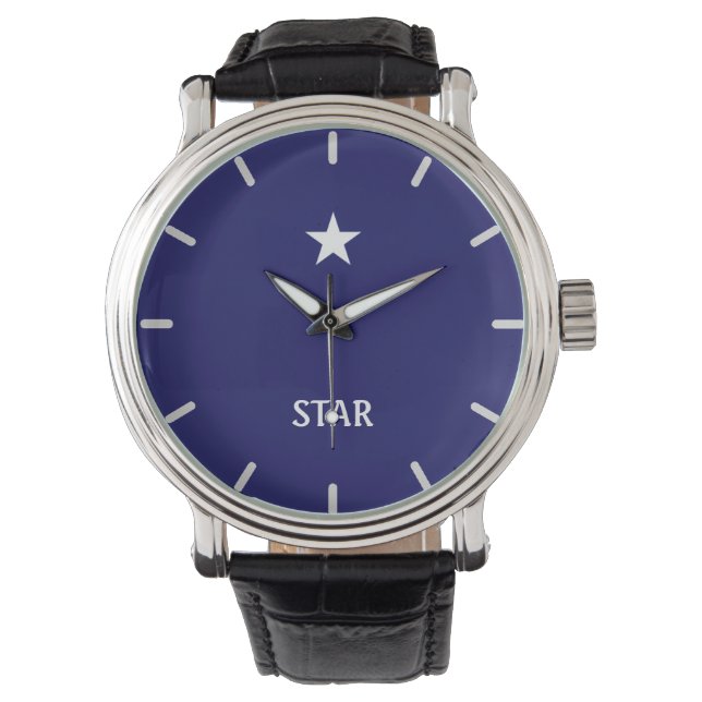 Ster op Navyblauw Horloge (Voorkant)