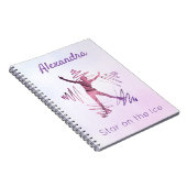 Ster op schaatsen van ijsfiguur notitieboek paars  (Rechterzijde)