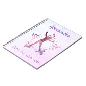 Ster op schaatsen van ijsfiguur notitieboek paars  (Linkerzijde)