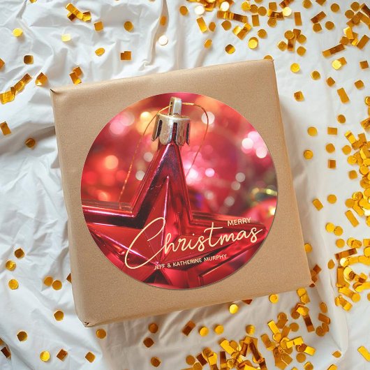 Ster Ornament Kerstmis Ronde Sticker