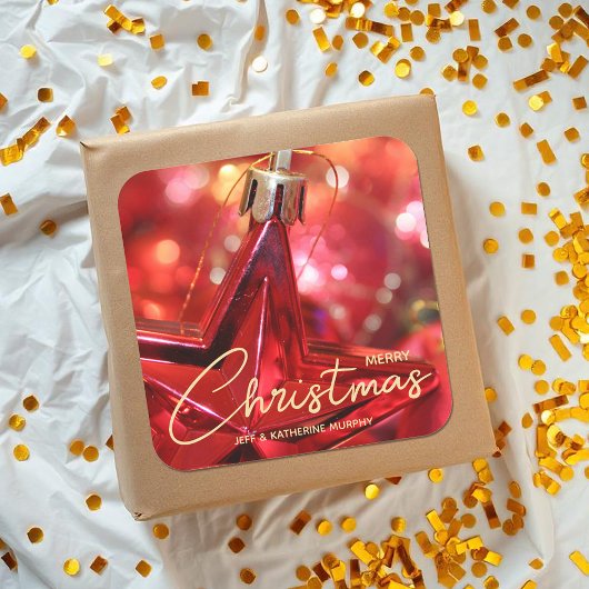 Ster Ornament Kerstmis Vierkante Sticker
