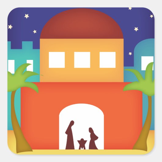 Ster over Bethlehem Kerstmis Vierkante Sticker (Voorkant)