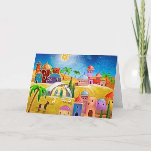 Ster over Bethlehem Kerstmiskaart Feestdagen Kaart (Voorkant)