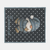Ster patroon kabouter blauw beige naam fleece deken (Voorkant (Horizontaal))
