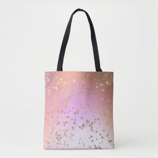 Ster patroon perzik paars goud verloop tote bag (Voorkant)