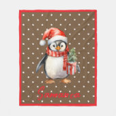 Ster patroon pinguïn bruin rood naam fleece deken (Voorkant)