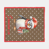 Ster patroon pinguïn bruin rood naam fleece deken (Voorkant (Horizontaal))