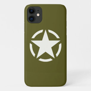 Ster sjabloon klassiek op Khaki Groen iPhone 11 Hoesje