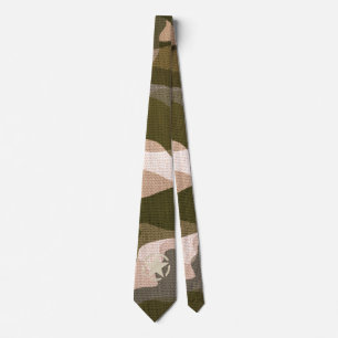 Ster sjabloon vintage jute sticker op camouflage s stropdas