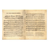  Ster Spangled Banner Song Sheet Lyrics Foto Afdruk (Voorkant)