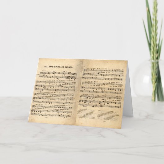  Ster Spangled Banner Song Sheet Lyrics Kaart (Voorkant)