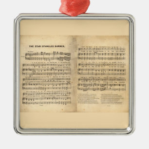  Ster Spangled Banner Song Sheet Lyrics Metalen Ornament