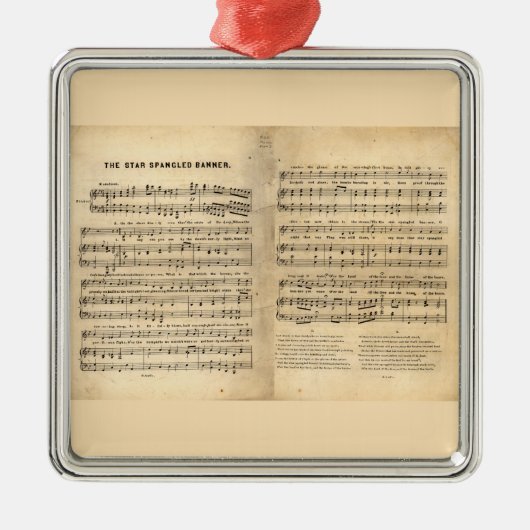  Ster Spangled Banner Song Sheet Lyrics Metalen Ornament (Voorkant)