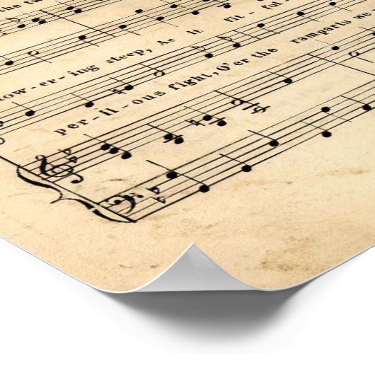  Ster Spangled Banner Song Sheet Lyrics Poster (Hoek)