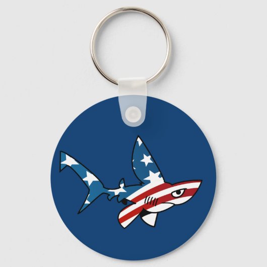 Ster-Spangled Cartoon Shark Sleutelhanger (Voorkant)