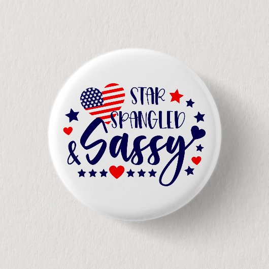Ster-Spankeld en Sassy American Flag Heart Ronde Button 3,2 Cm (Voorkant)