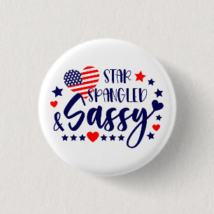 Ster-Spankeld en Sassy American Flag Heart Ronde Button 3,2 Cm
