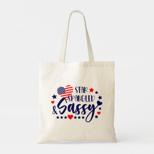 Ster-Spankeld en Sassy American Flag Heart Tote Bag (Achterkant)