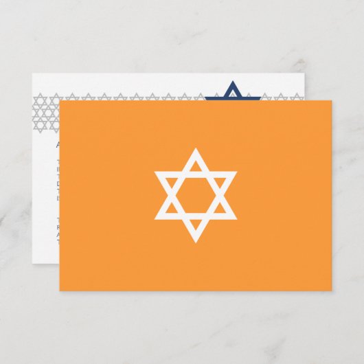 Ster-Star Bar Mitzvah Blue Enclosure Card Informatiekaartje (Voorkant / Achterkant)