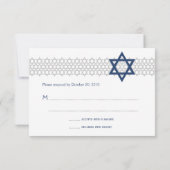 Ster-Star Bar Mitzvah Blue RSVP-kaart RSVP Kaartje (Achterkant)
