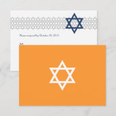 Ster-Star Bar Mitzvah Blue RSVP-kaart RSVP Kaartje (Voorkant / Achterkant)