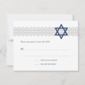 Ster-Star Bar Mitzvah Blue RSVP-kaart RSVP Kaartje (Achterkant)