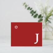Ster Star Bar Mitzvah Monogram RSVP-kaart RSVP Kaartje (Staand voorkant)