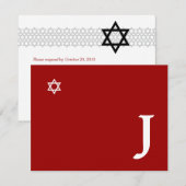 Ster Star Bar Mitzvah Monogram RSVP-kaart RSVP Kaartje (Voorkant / Achterkant)