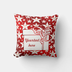 ster, sterren, fantasie, glanzend, rood, kerst, gl kussen