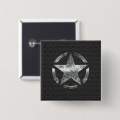 Ster Symbool op een koolstofstijldecor Vierkante Button 5,1 Cm (Voorkant /achterkant)