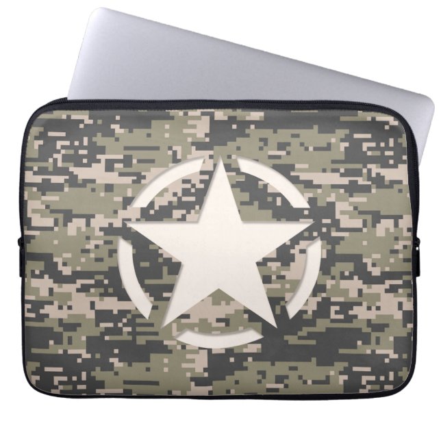 Ster Symbool Pixel Digitaal Camouflage Laptop Sleeve (Voorkant)