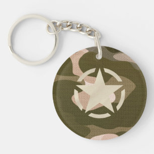 Ster Tag op Jute Camouflage Stijl Sleutelhanger