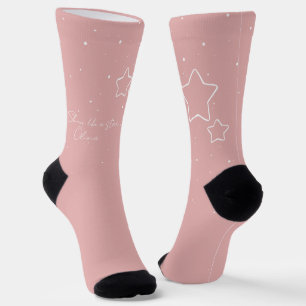 Ster Trio in Roze & Wit met boodschap en naam Sokken