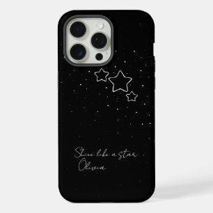 Ster Trio in Zwart & Wit met bericht en naam iPhone 15 Pro Max Case