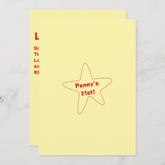 Ster uitnodiging (Voorkant / Achterkant)