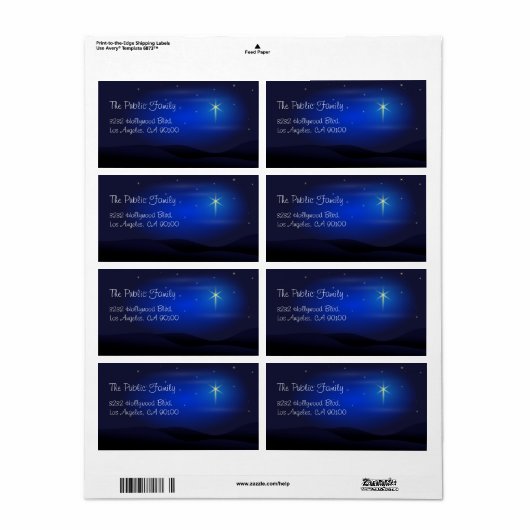Ster van Bethlehem Kerstnacht Etiket (Full Sheet)