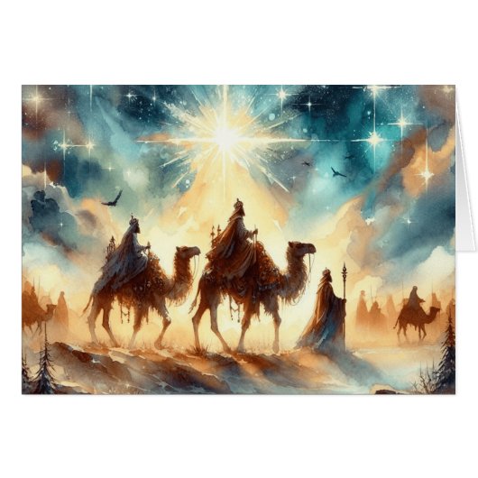 Ster van Bethlehem met Magi Volgend op Kerstmis (Voorkant Horizontaal)