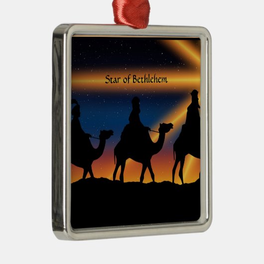 Ster van Bethlehem, voorzien van een etiket, Metalen Ornament (Rechts)