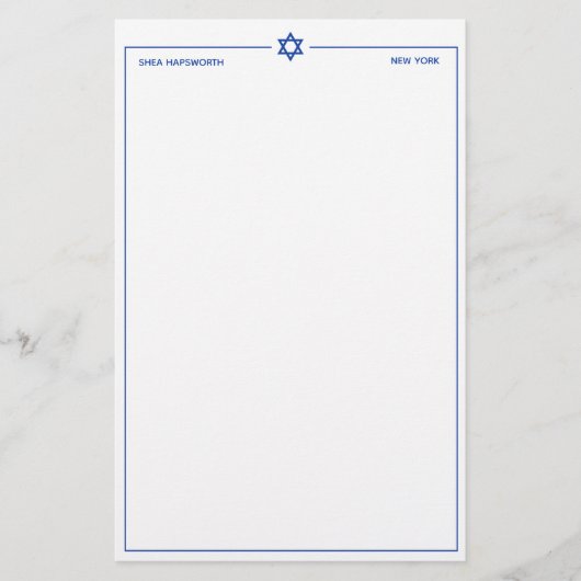 Ster van David 5,5 x 8,5-inch Persoonlijke Station Briefpapier (Voorkant)
