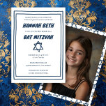 Ster van David Aangepaste Foto B'nai Bat Bar Mitzv Kaart<br><div class="desc">Perfecte kaart om een bar mitswa, vleermuis mitswa of andere joodse viering aan te kondigen! Hand gemaakte kunst voor u! VOLLEDIG ! Klik op "Personaliseren" hierboven om de tekst te bewerken en je eigen foto aan de achterkant toe te voegen. Klik op "bewerken met behulp van ontwerpgereedschap" om de lettertypen,...</div>