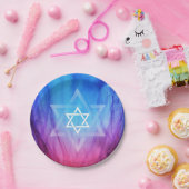 Ster van David Bar Bat Mitzvah | Blauwe rode lamme Papieren Bordje (Feest)
