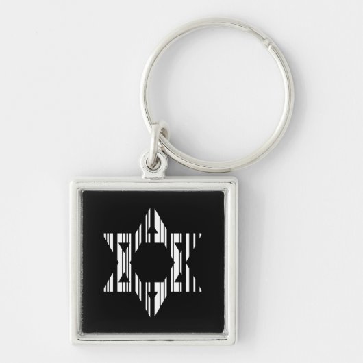 STER VAN DAVID BAR CODE Jodendom Patroon Ontwerp Sleutelhanger (Voorkant)