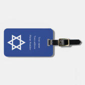 Ster van David Bar Mitzvah blauw en wit gebruik Bagagelabel (Voorkant horizontaal)