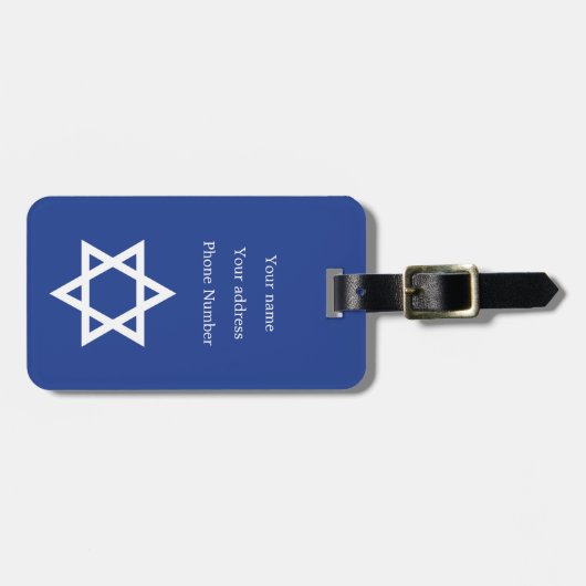 Ster van David Bar Mitzvah blauw en wit gebruik Bagagelabel (Voorkant horizontaal)