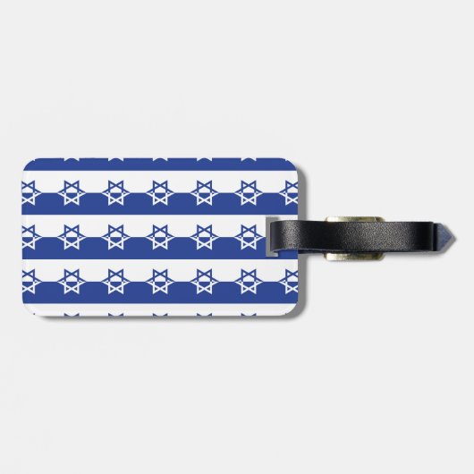 Ster van David Bar Mitzvah blauw en wit gebruik Bagagelabel (Achterkant horizontaal)