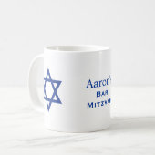 Ster van David Bar Mitzvah blauw en wit Koffiemok (Voorkant links)